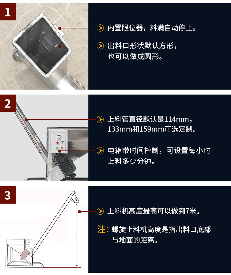 不銹鋼螺旋輸送機自動上料，可定制管徑，高度可做到7米